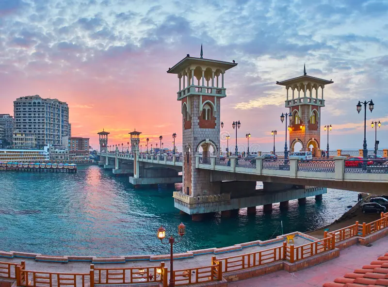Egypt excursions 17 picturesque sunset city stanley coastal neighborhood best place to enjoy evening walk along stanley bridge 109151455